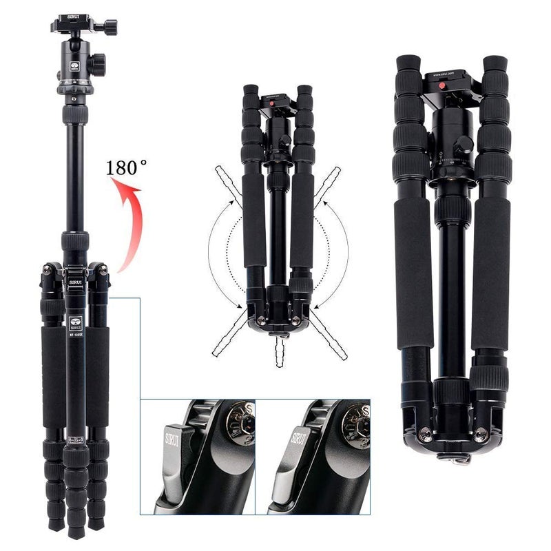 SIRUI 2-in-1 Aluminum Camera Tripod Monopod, Compact Professional Travel Tripod with 360 Panorama Ball Head, for DSLR Video Camcorders 17,6lbs Load (MT1005+M10) - Image 5